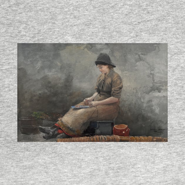 A Fishergirl Baiting Lines by Winslow Homer by Classic Art Stall